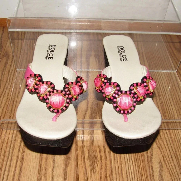 DOLCE by Mojo Moxy Pink Slip-On Wedge Sandals 6.5M - Picture 2 of 6